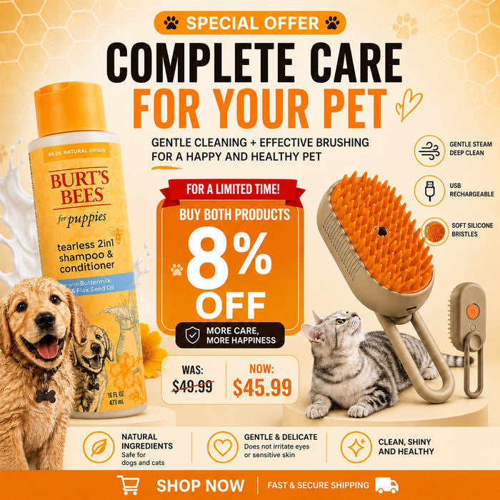 Special offer: complete care for your pet — buy both products and get 8% off, was $49.99 now $45.99